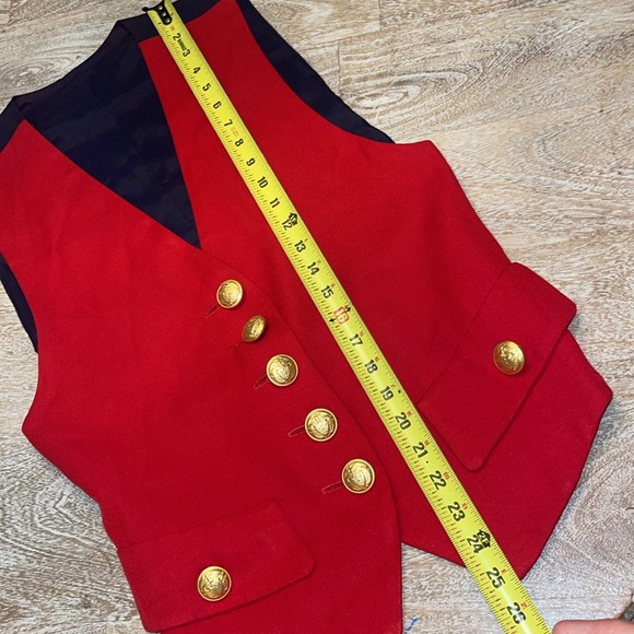 Vintage 80s 90s red Vest gold Button nautical medium - Picture 4 of 6